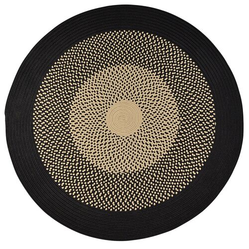Mirada Round Outdoor Rug, Black/Sand