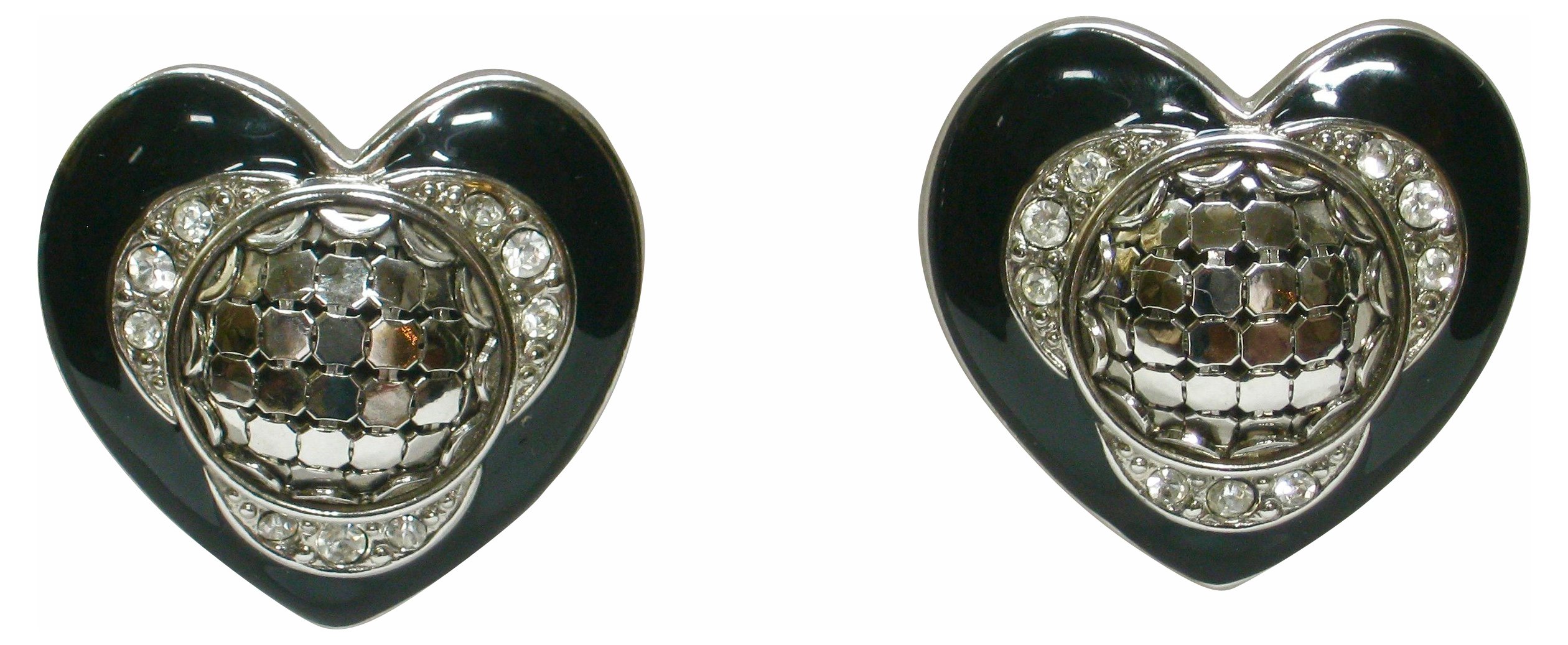 Black Enamel Heart Earrings~P77424029