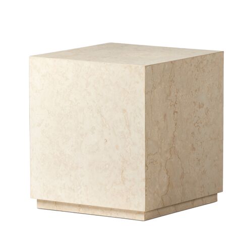 Kensley Outdoor Square End Table, Cream Marble