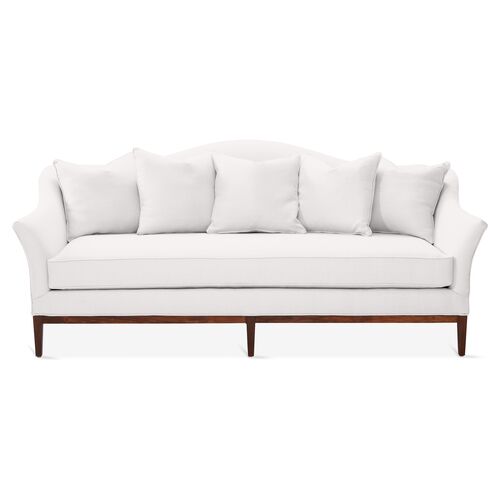 Eloise Camelback Sofa, White Linen~P77460152