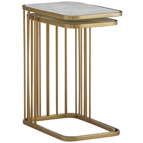 Addison Nesting Tables, Cloud Marble/Antique Brass