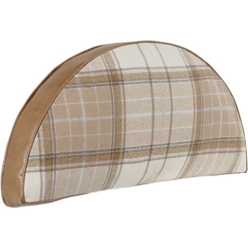 Bryce Faux Leather Plaid Demilune Pillow, Saddle Bryce Faux Leather Plaid Demilune Pillow, Saddle