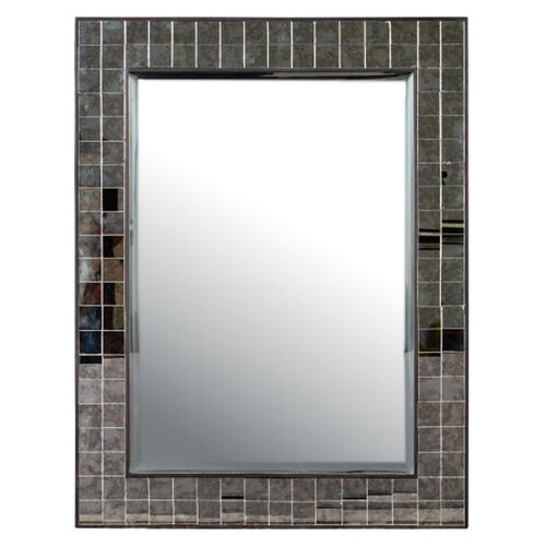 Mosaico Rectangular Wall Mirror, Ebony/Antique Mirror Tile Mosaico Rectangular Wall Mirror, Ebony/Antique Mirror Tile