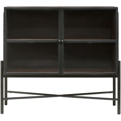 Mariposa 2-Door Iron/Wood Cabinet, Brown/Black