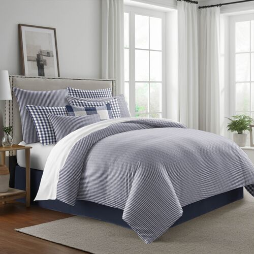 Draven Reversable Ticking Stripe/Check 8-Piece Comforter Set Draven Reversable Ticking Stripe/Check 8-Piece Comforter Set