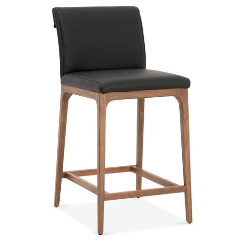Russell Counter Stool, Black Leather~P77564751