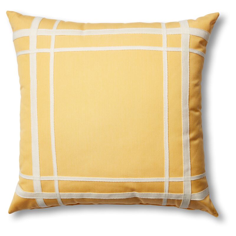 Kit Outdoor Pillow, Yellow/White