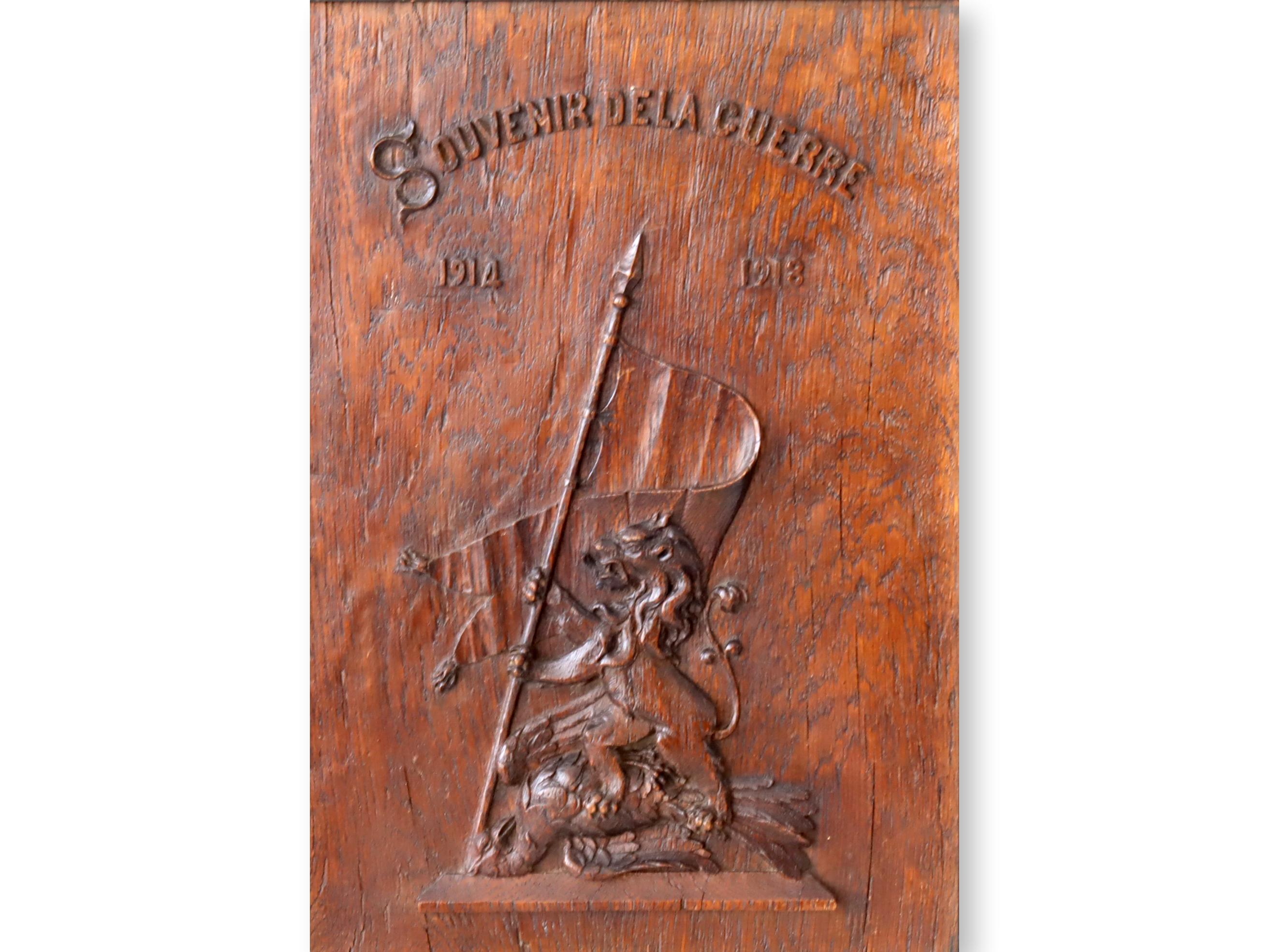 WW1 French Carved Commemorative Plaque