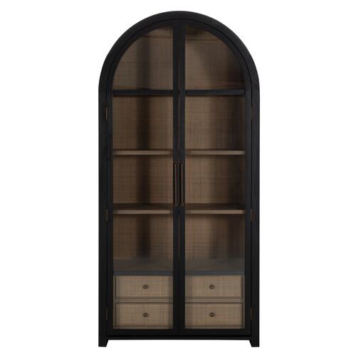 Elsa 4-Drawer 3-Shelf Arched Cabinet, Black Elsa 4-Drawer 3-Shelf Arched Cabinet, Black
