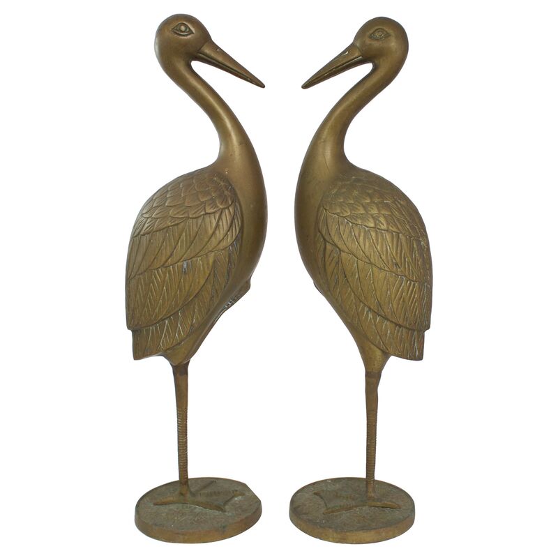 Large Brass Egrets, Pair