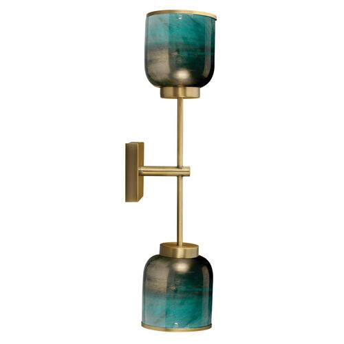 Vapor Double Wall Sconce, Aqua Metallic Glass~P77613235