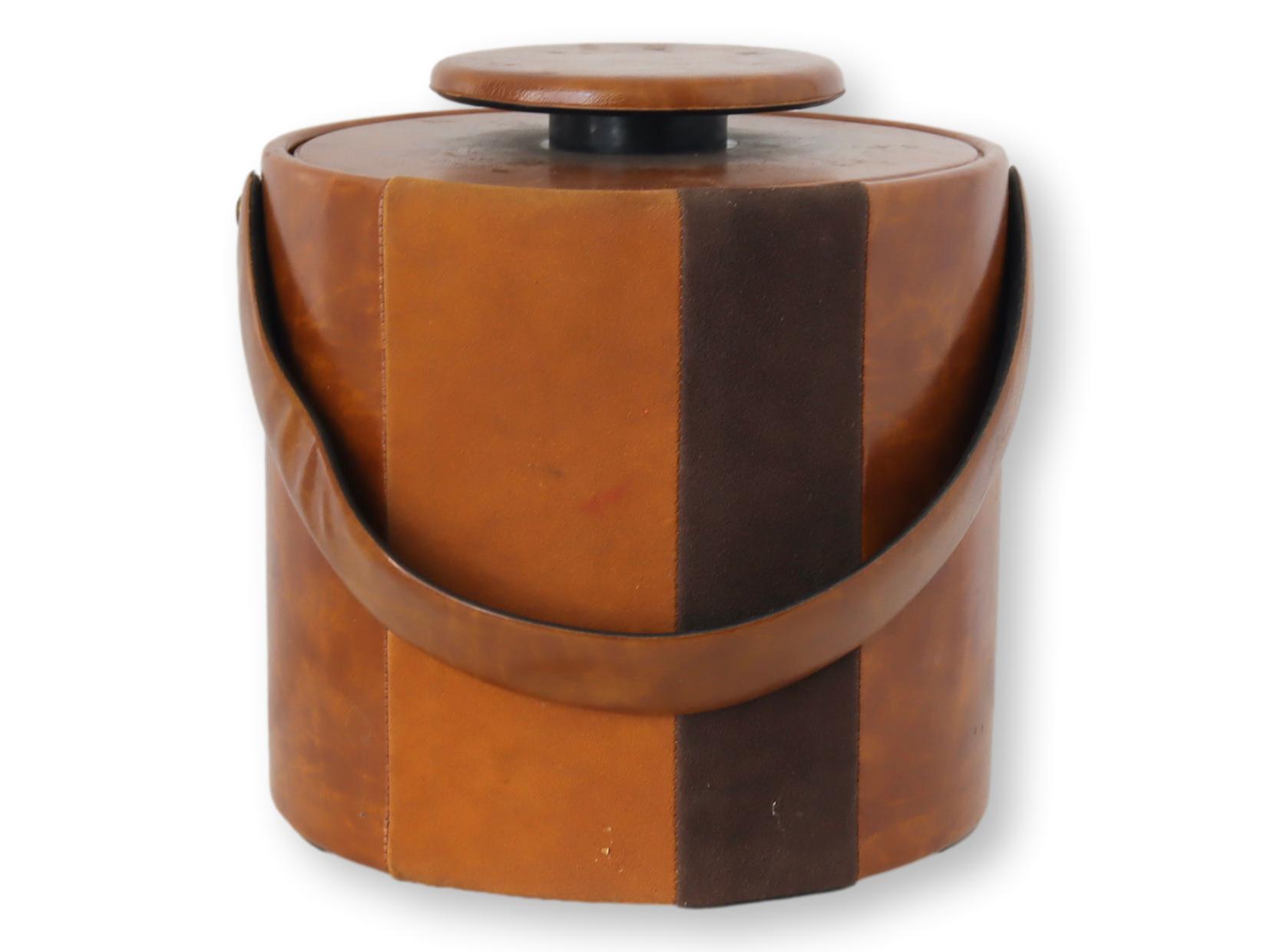 1960s Faux Leather Patchwork Ice Bucket~P77687406