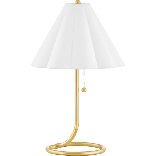 Tacita Scallop Shade Table Lamp, White/Aged Brass~P111126462