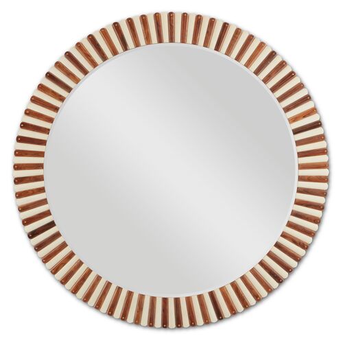 Muse Large 47" Round Wall Mirror, Natural/Ivory~P77655219