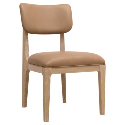 Banyon Bay Leather Upholstered Side Chair, Brown