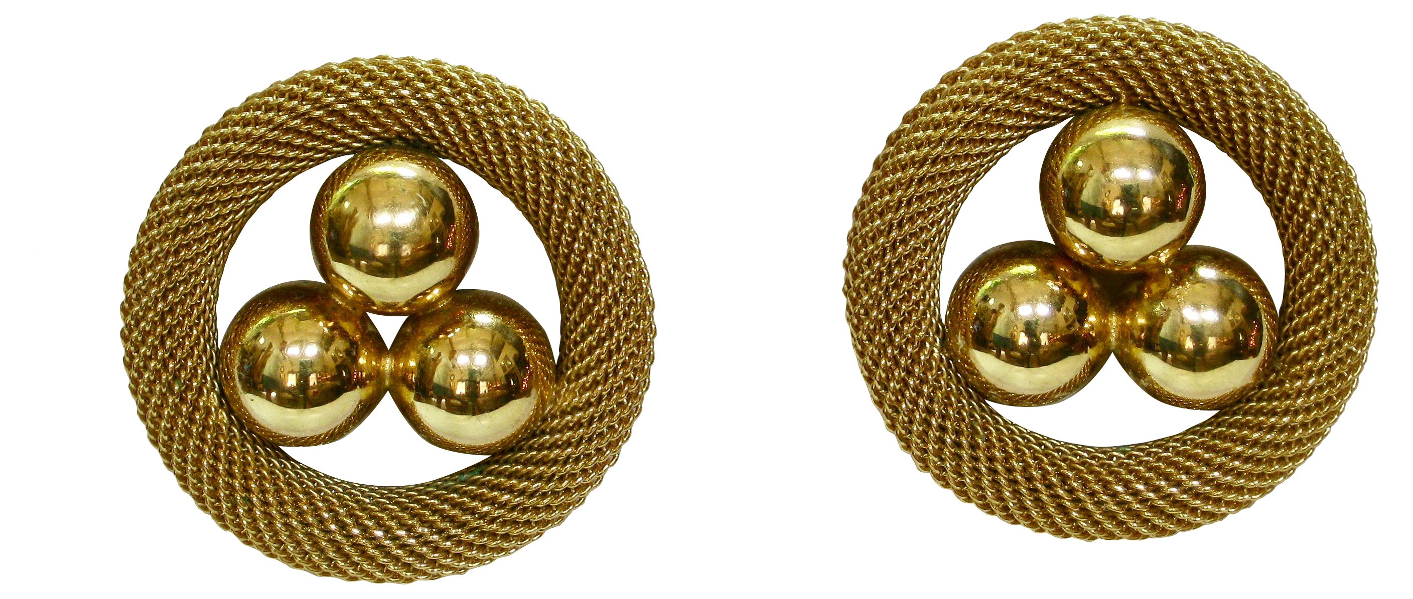 1980s Gold Modernist Mesh Earrings~P77485908