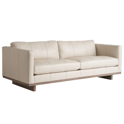 Brixton Leather Sofa, Tan, Cream