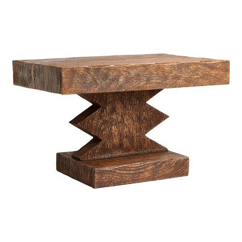 Davin Carved Mango Wood Pedestal, Brown Davin Carved Mango Wood Pedestal, Brown