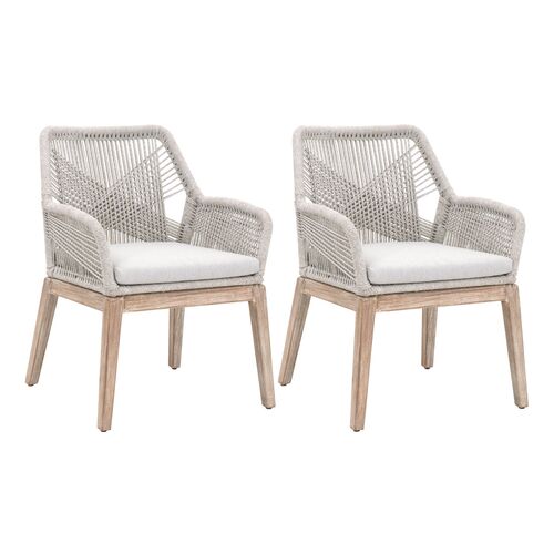 S/2 Easton Rope Outdoor Armchairs, Taupe/Pumice~P77618240