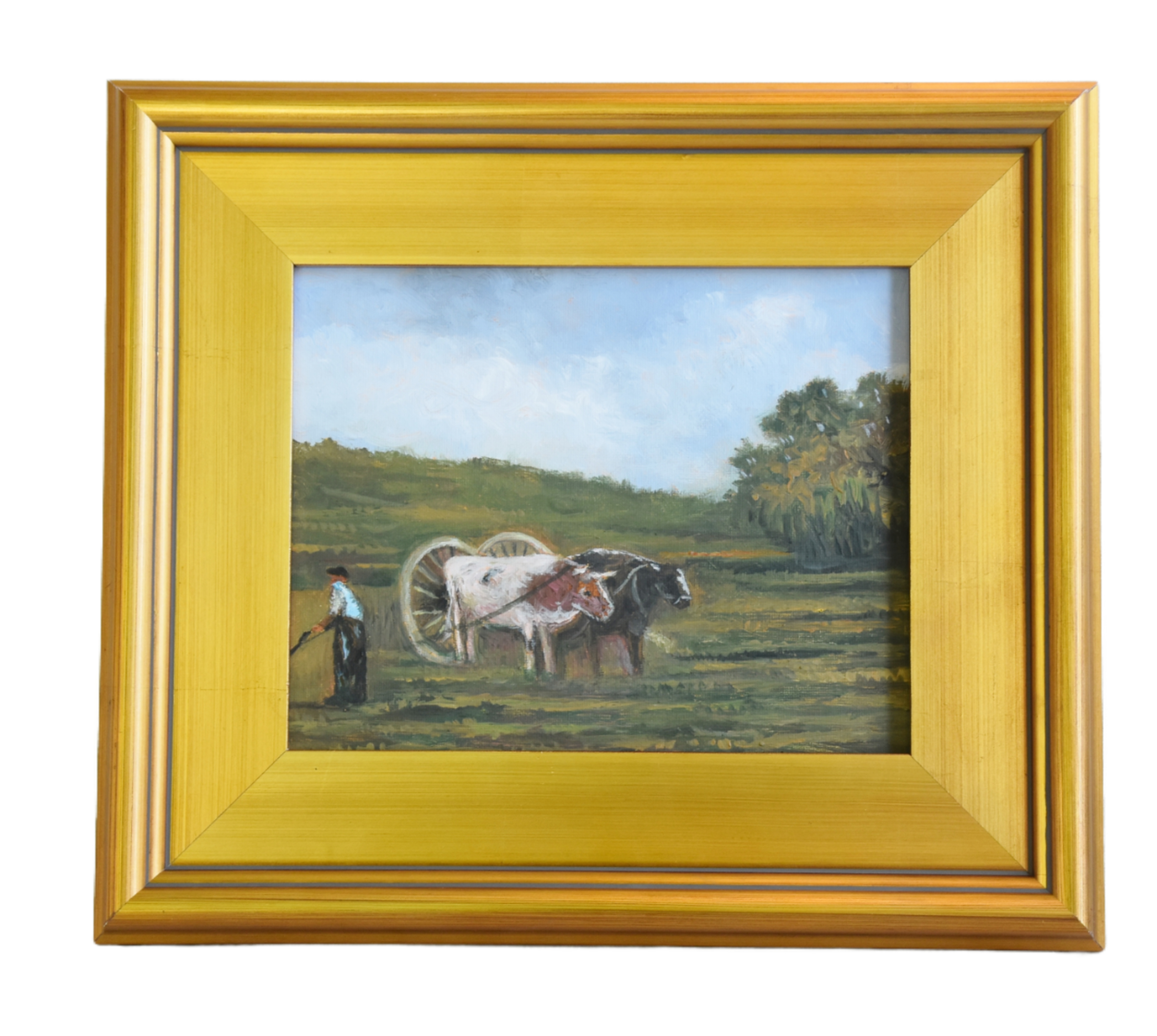 Impressionist Oxen Wagon Farm Painting~P77668566