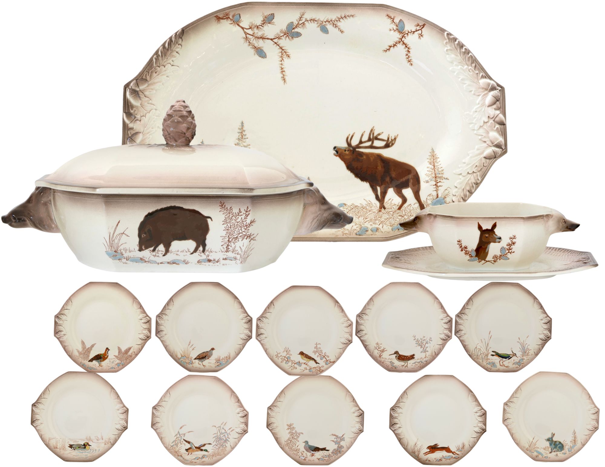 French Faience Forest Life Dinner Set~P77726826