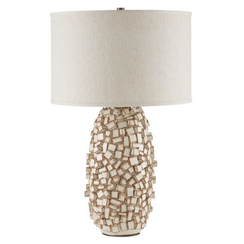 Sugar Cube Table Lamp, Ivory/Brown