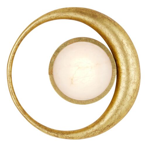 Muluk Round Wall Sconce, Gold Leaf