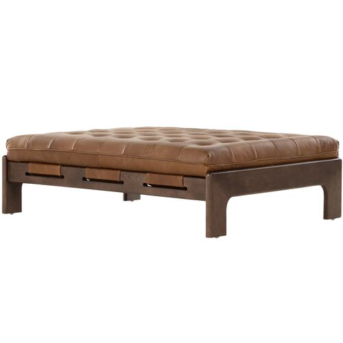 Bristol Leather Tufted Cocktail Ottoman