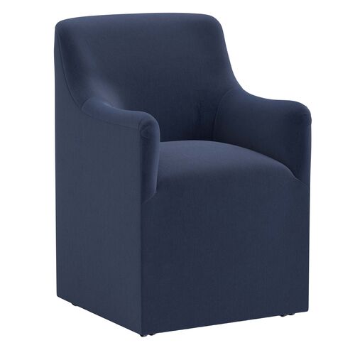 Tess Dining Armchair w/ Casters, Performance Velvet