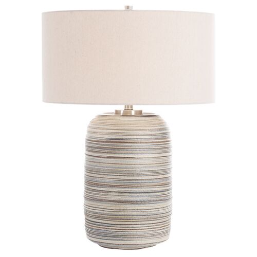 Henriette Large Ceramic Table Lamp, Blue/Brown/White