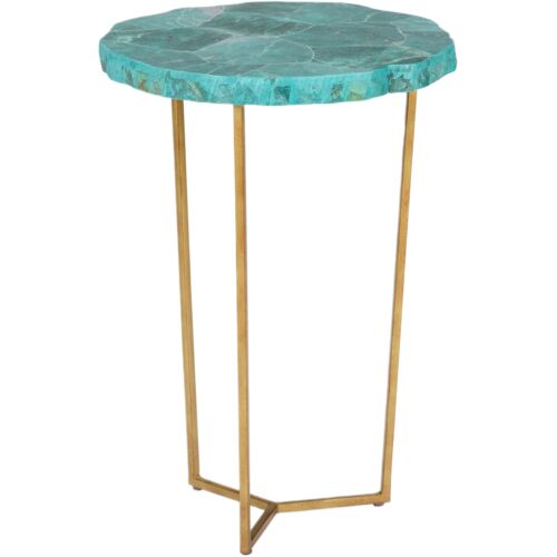 Jade Iron Accent Table, Green/Gold