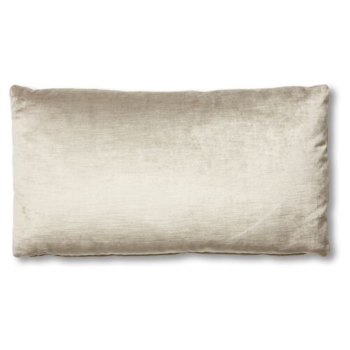 Ada Long Lumbar Pillow, Silver-Gray Velvet~P77483765