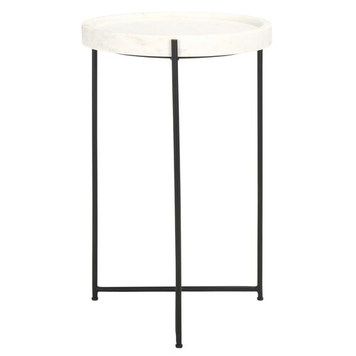 Dwyn Marble Side Table, White/Black