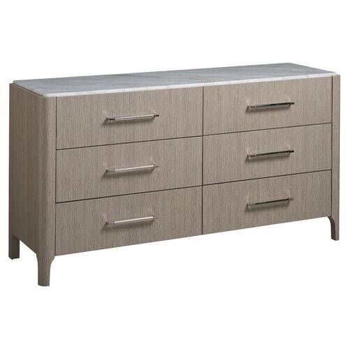 Kelsey Stone Top 6-Drawer Dresser, Grey/White~P77634015