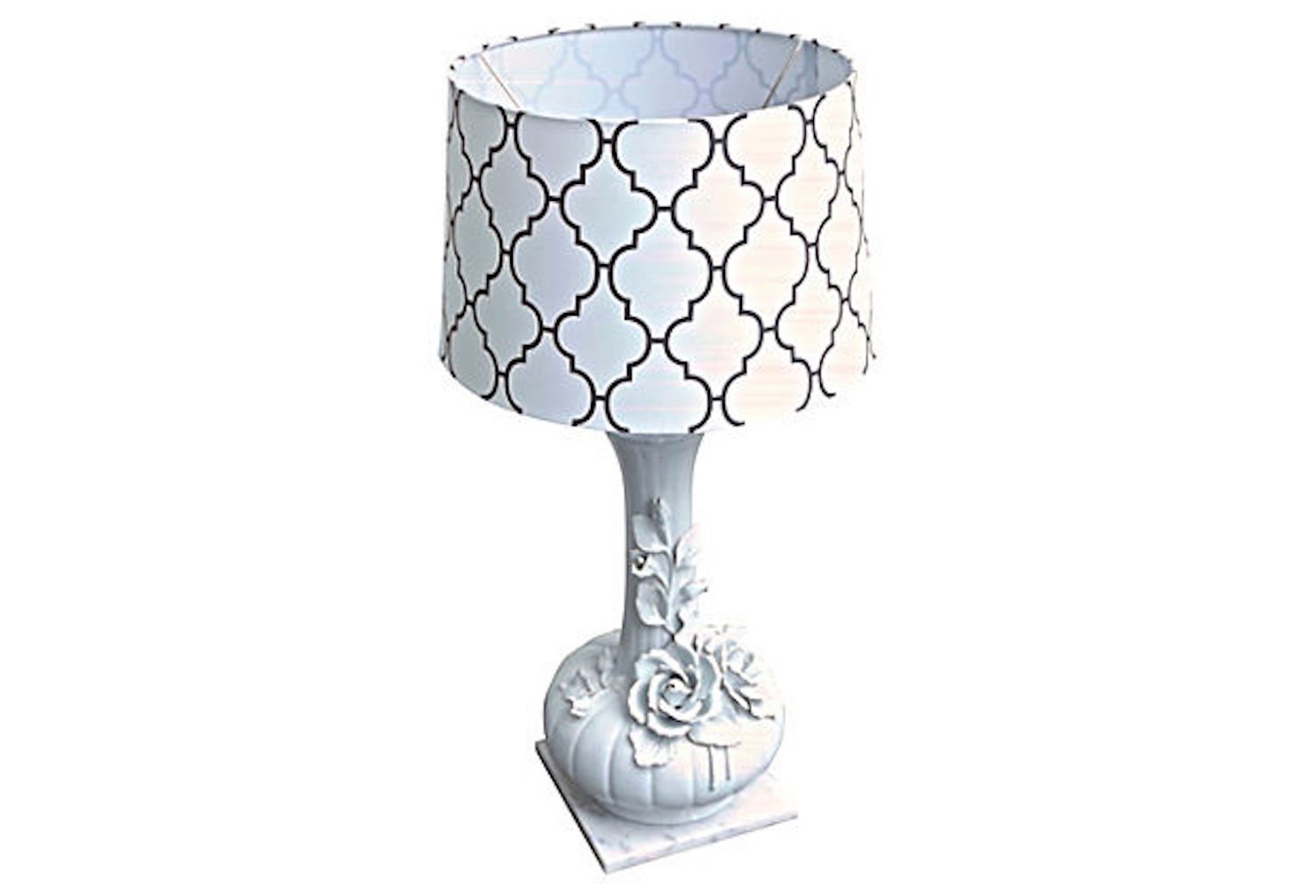 Large Italian Porcelain Rose Lamp~P77620617