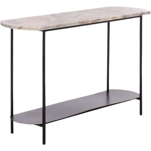 Talorin Oval Marble Top Console Table, Light Brown/Black