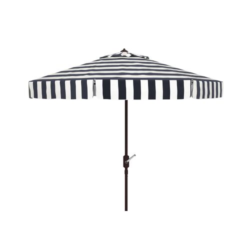 Rita Round Outdoor Patio Umbrella, Black/White Stripe~P77647847