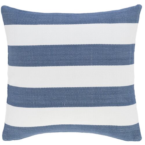 Catamaran Stripe 21x21 Outdoor Pillow, Denim~P77621452