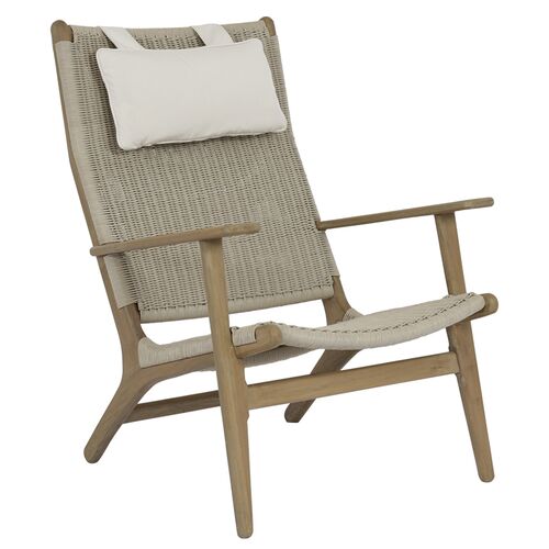 Verian Outdoor Cushionless Highback Chair, Wicker/Teak Verian Outdoor Cushionless Highback Chair, Wicker/Teak