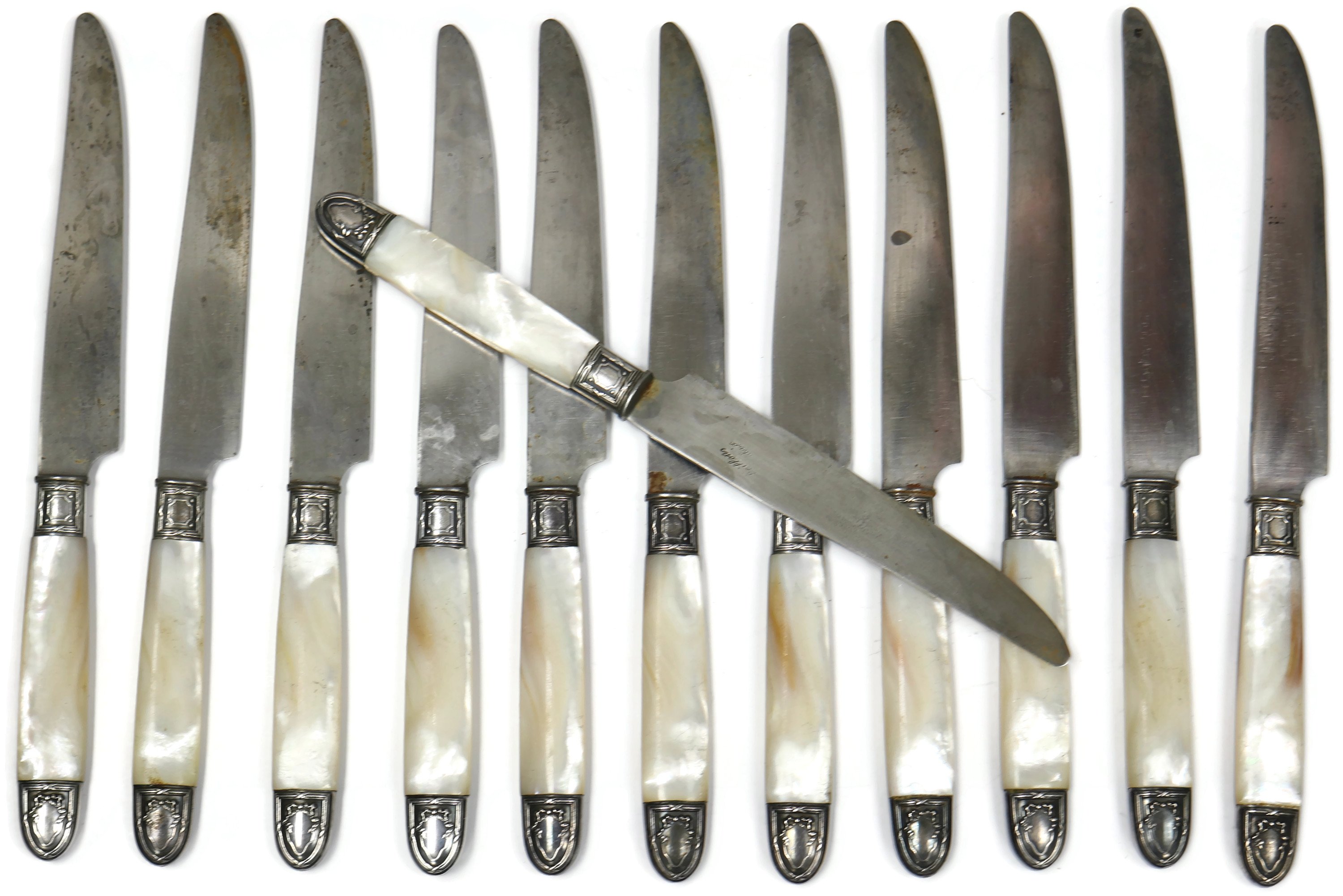 19th-C. French Pearl Dinner Knives, S/12~P77606646