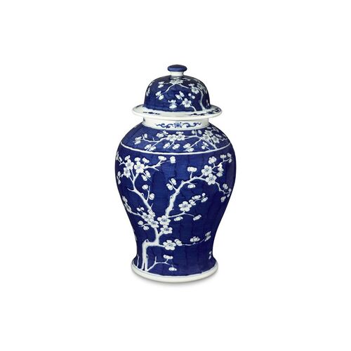 21" Plum Tree Temple Jar, Blue/White~P77266929