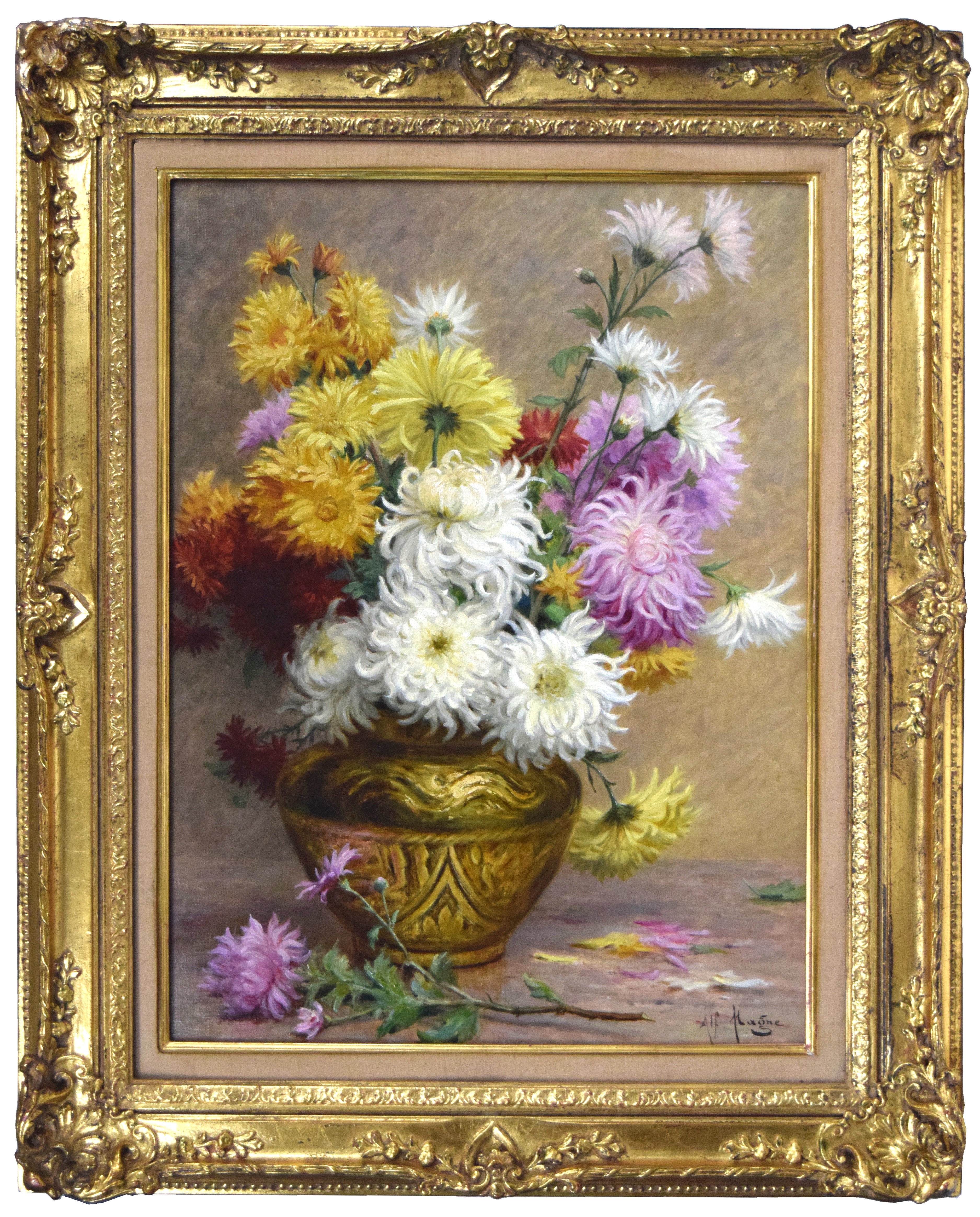 Antique French Floral Still Life - Magne~P77597523