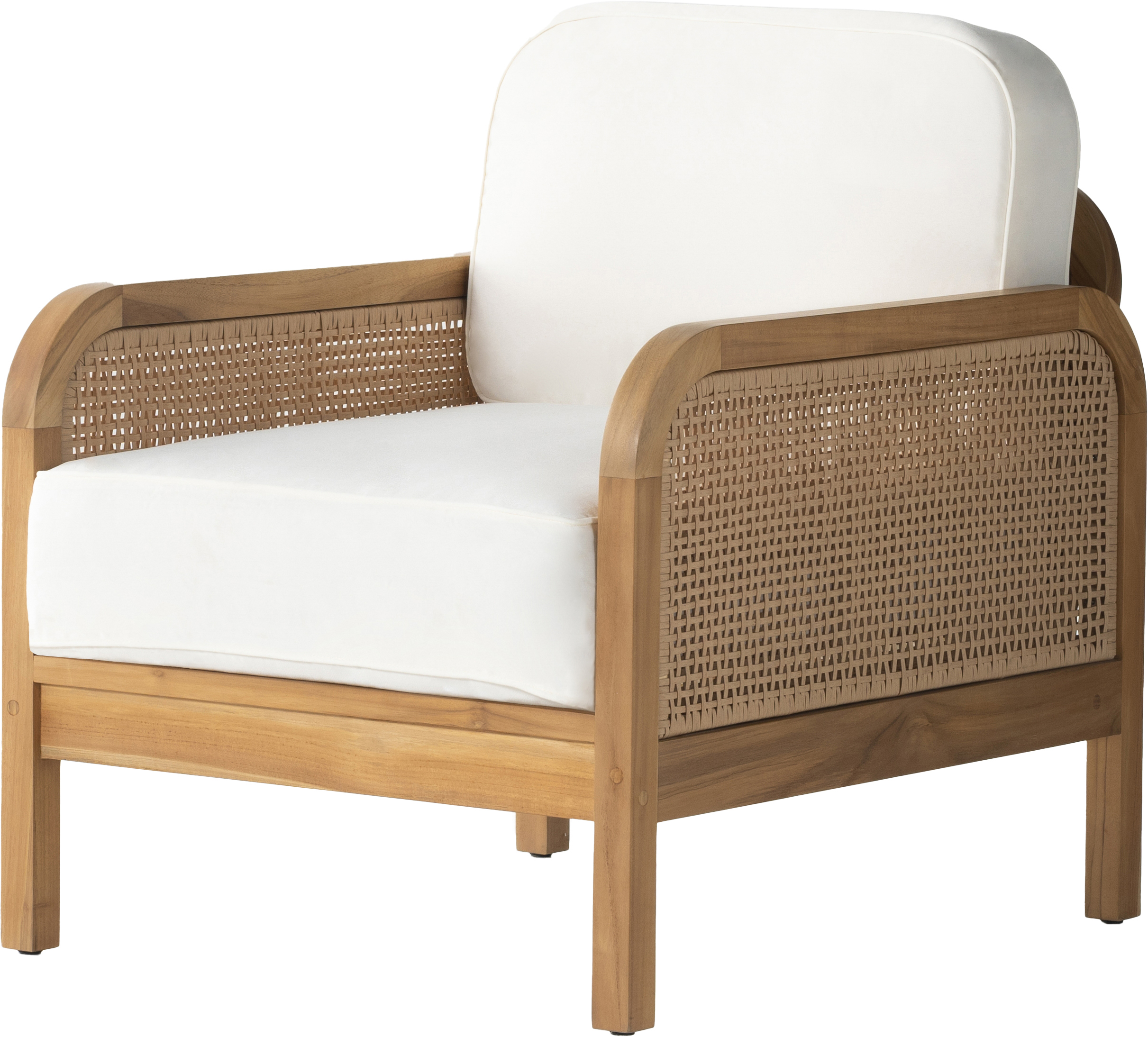 Medora Cane Outdoor Lounge Chair, Natural Teak/White One Kings Lane