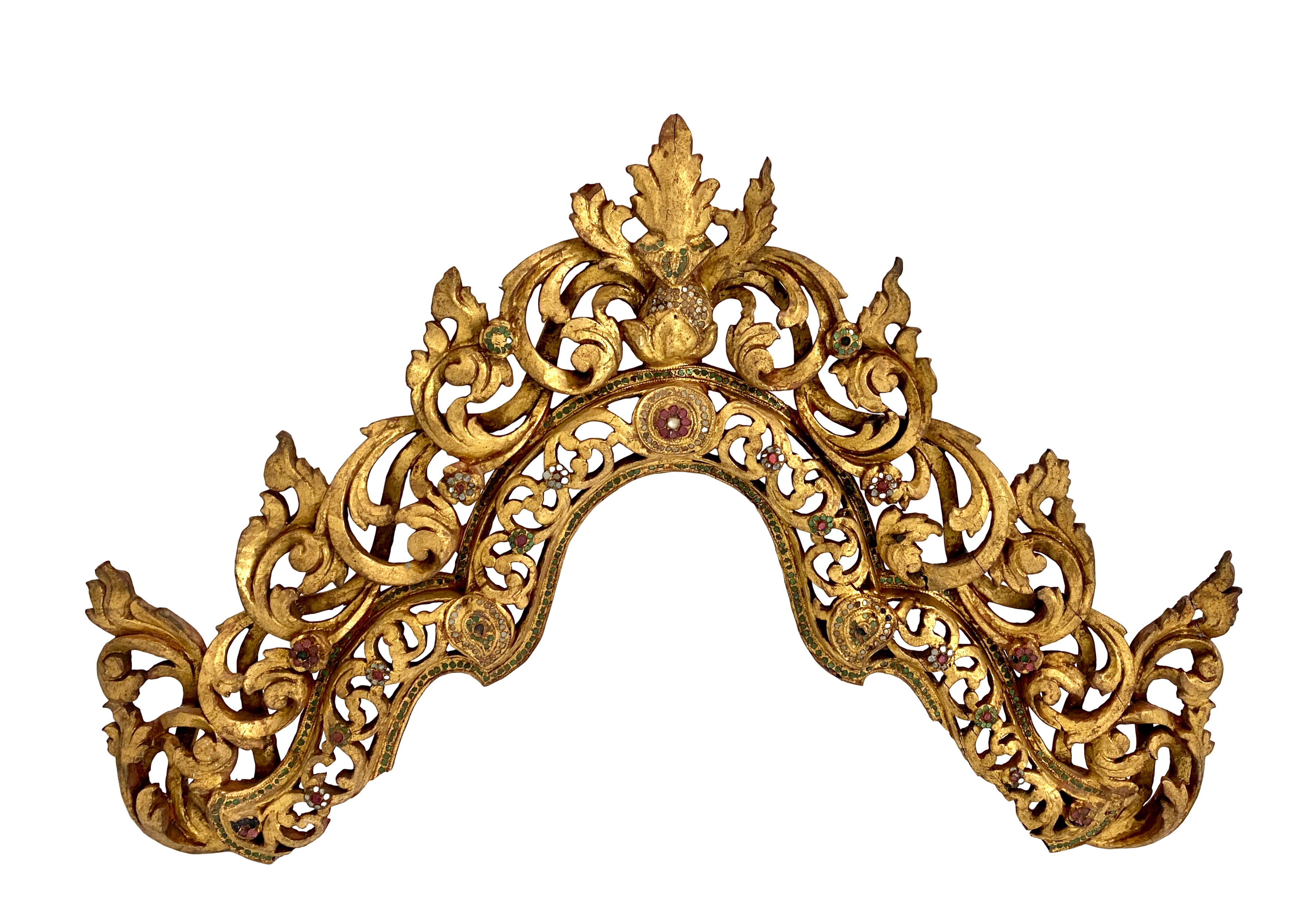 19th C Burmese Gilt Wood Temple Panel~P77737807