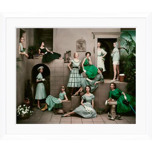 Glamour, "Models in  Various Green Dresses", Frances McLaughlin-Gill, April 1, 1952 Photograph