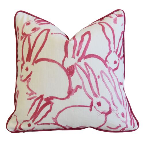 Pink Hunt Slonem Bunny Hutch Pillow~P77658465