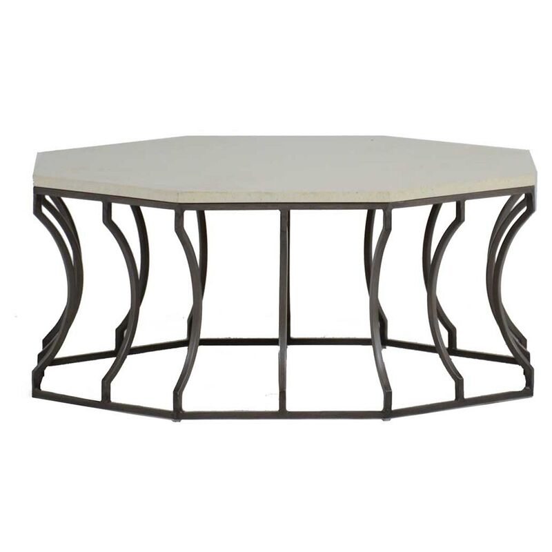 Audrey Outdoor Coffee Table, Slate Gray/Travertine