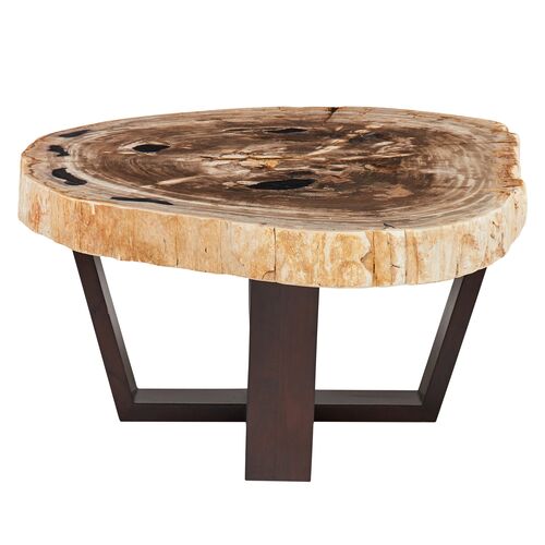 Larza Petrified Wood Coffee Table, Dark Brown/Natural