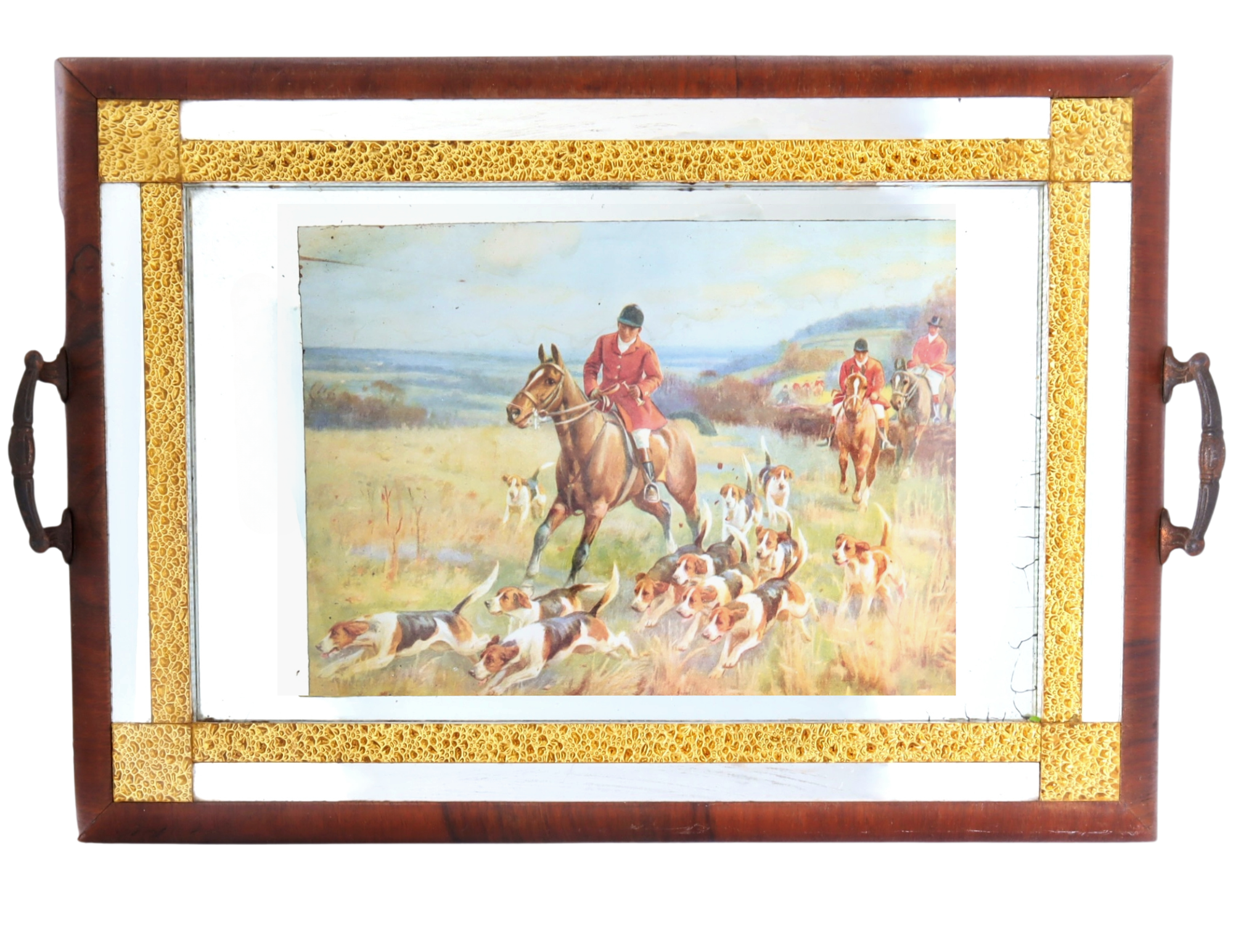 English Equestrian Mirrored Serving Tray~P77697844