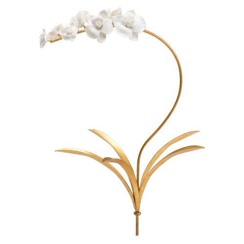 Orchid Iron/Porcelain Stem, Gold